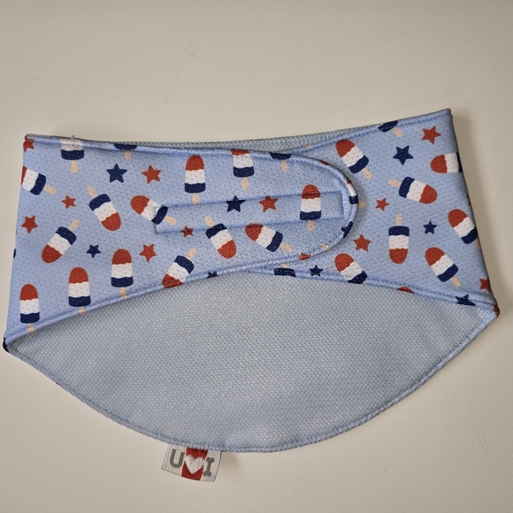 Pet Cooling Bandana L/XL Red, White, & Blue Rocket Popsicle Stars - Picture 2 of 3